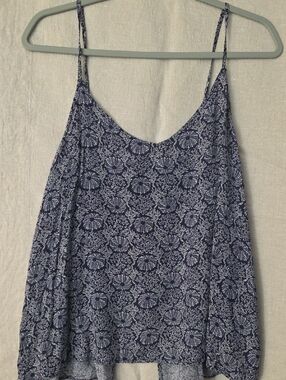 Old Navy Navy and White Floral Spaghetti Strap Camisole